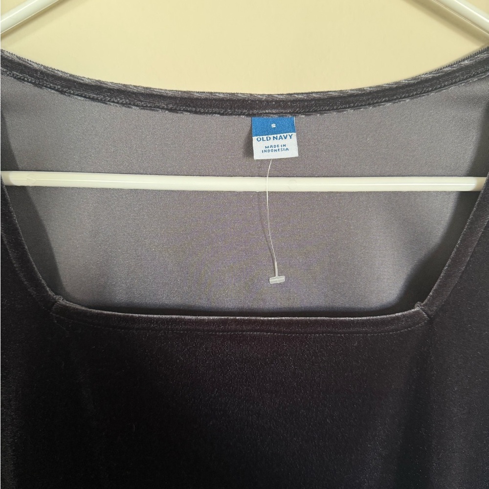 Old Navy Gray Sparkly Velvet Square Neck Long Sleeve Bodysuit Size Small NWOT - Picture 3 of 5